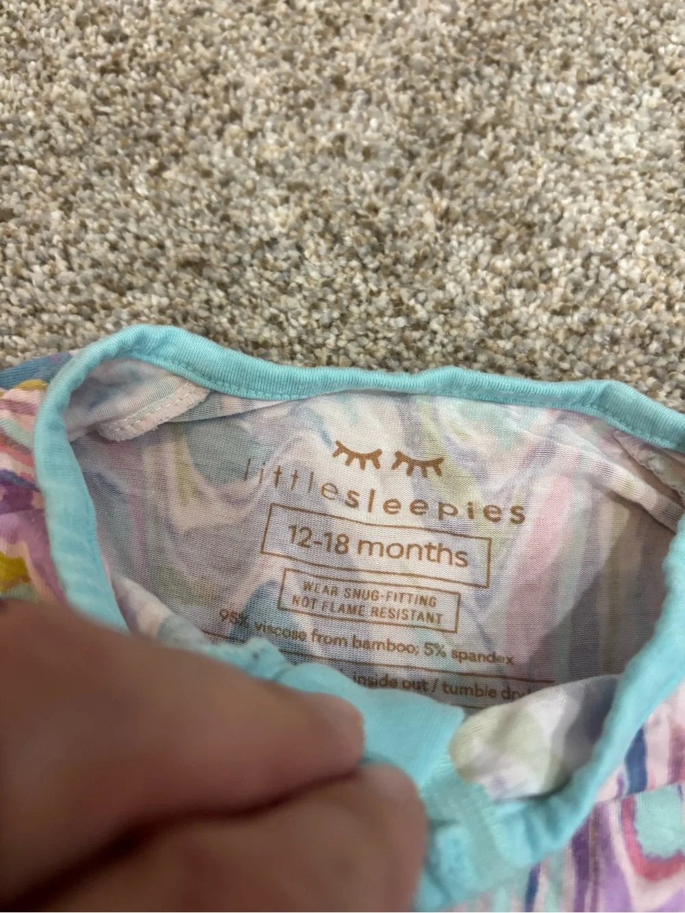 Little Sleepies Pink Marble Swirl Bamboo Viscose Zippy Size 12-18 Months